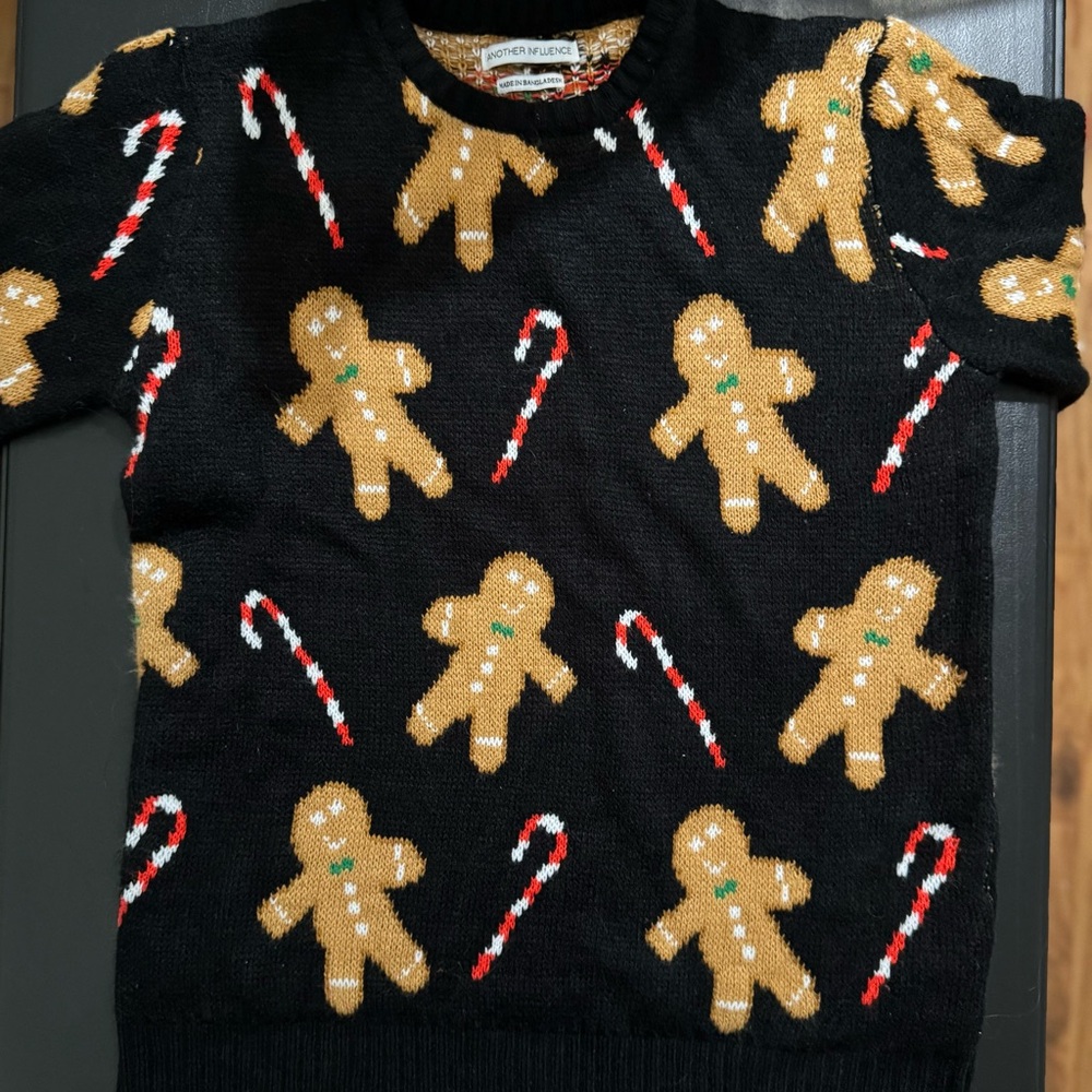 ASOS Knitted Gingerbread Pattern Black Sweater